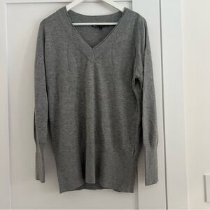 White House Black Market Gray V-Neck Sweater